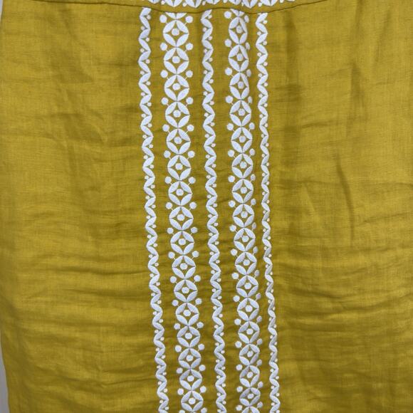 Boden Laura Linen Embroidered Dress Size 4P Petite in Tuscan Sun Yellow - Picture 5 of 14